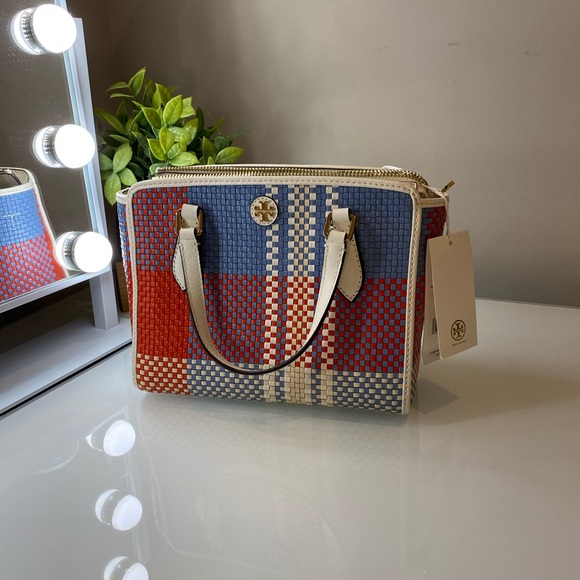 Tory Burch Emerson Woven Mini Top Zip Tote - Picture 7 of 9